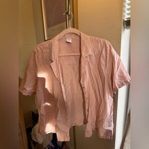 Striped Short Sleeve Button Up Shirt